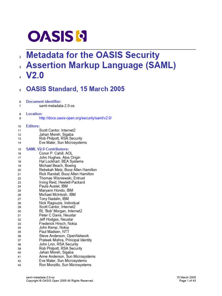 Saml Metadata 2.0 Os | PDF | Xml Schema | Xml