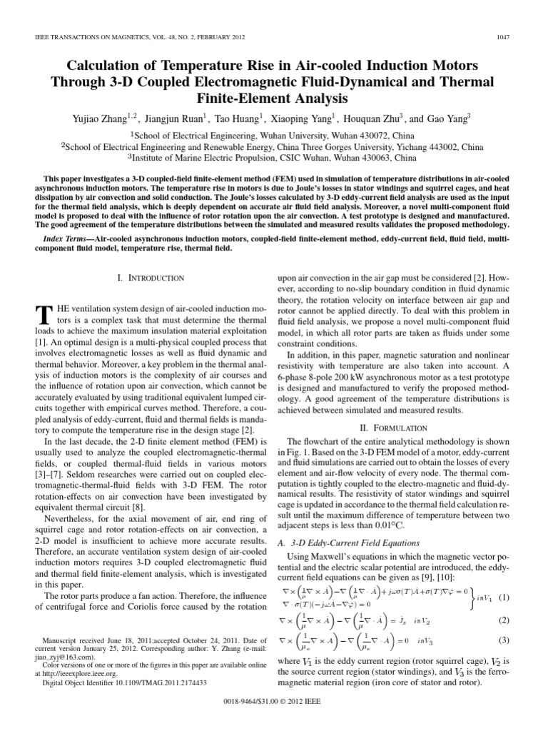 Calculation of Temperature Rise in Air-Cooled Induction Motors Through ...