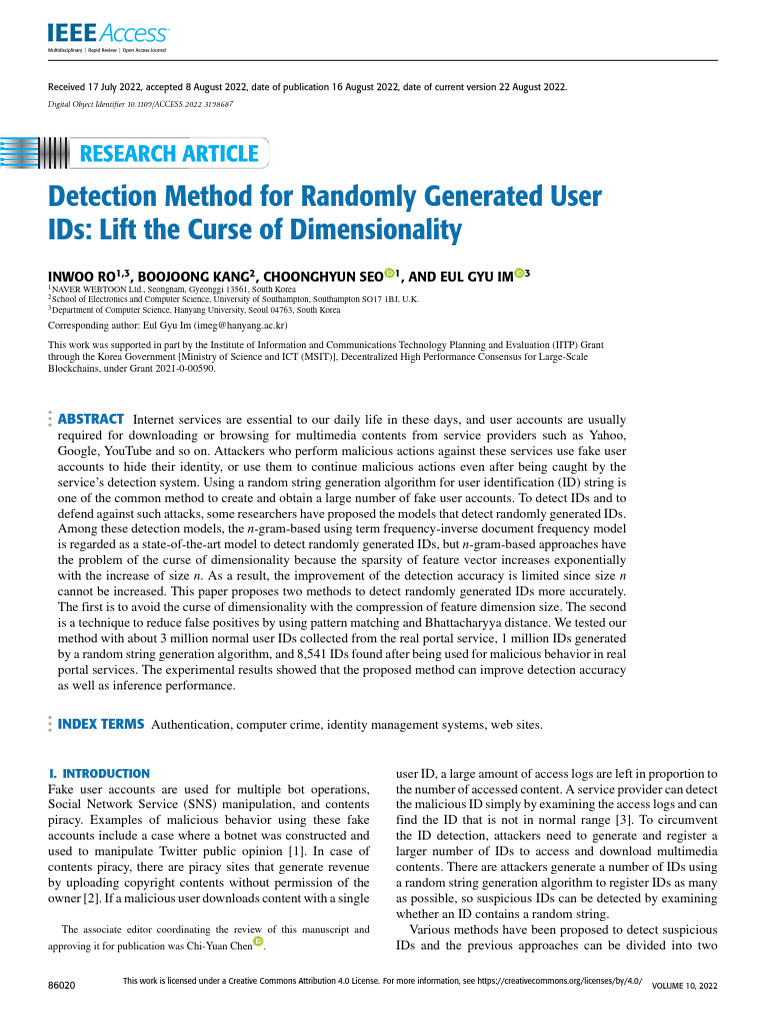 Detection Method for Randomly Generated User IDs Lift the Curse of ...
