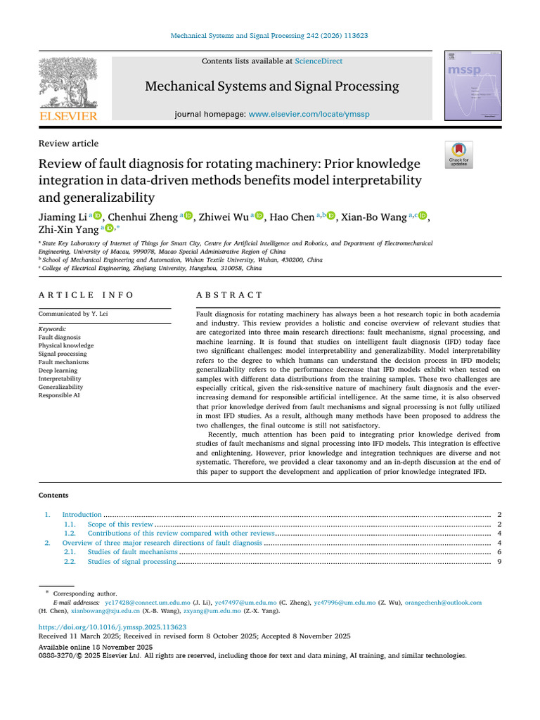 Review of Fault Diagnosis For Rotating Machinery | PDF | Spectral ...