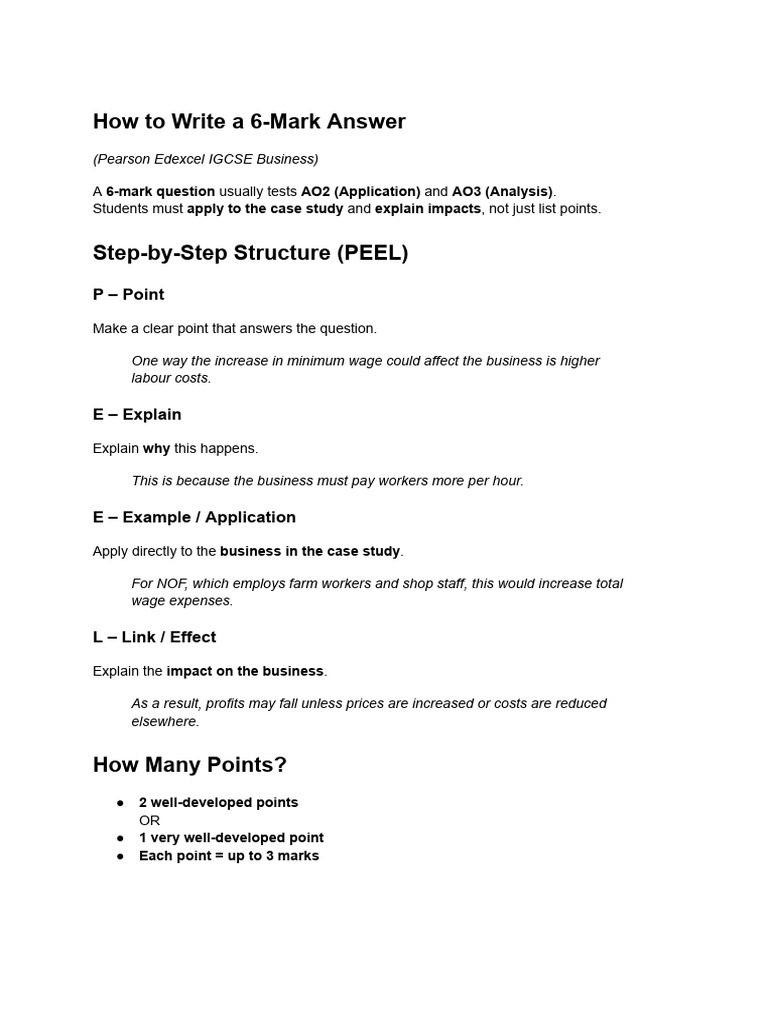 How to Write a 6 Marker in Business Exam | PDF