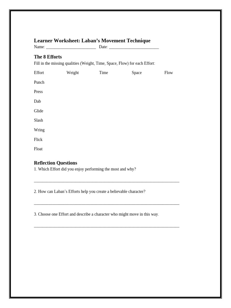 Laban Worksheet | PDF