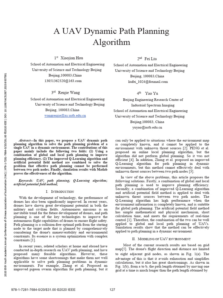 A UAV Dynamic Path Planning Algorithm | PDF | Unmanned Aerial Vehicle ...