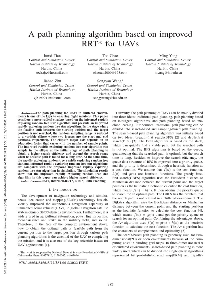 A Path Planning Algorithm Based On Improved RRT For UAVs | PDF ...