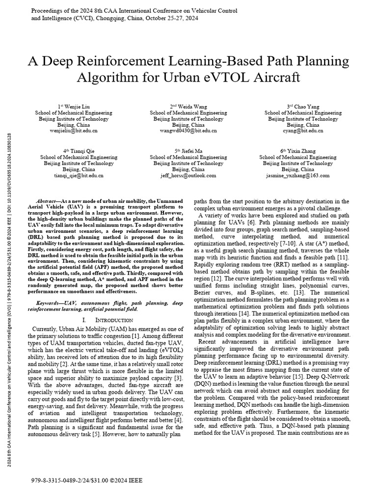 A Deep Reinforcement Learning-Based Path Planning Algorithm For Urban ...