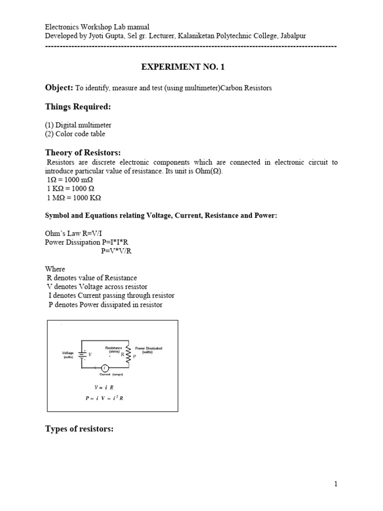 Lab Manual of ELX Workshop | PDF | Capacitor | Integrated Circuit