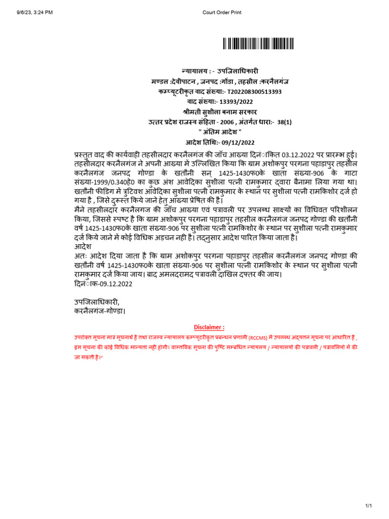 Court Order Print | PDF