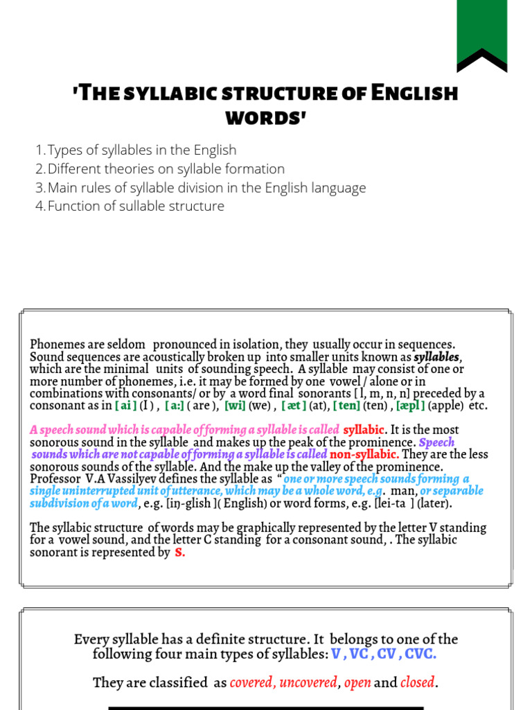 The Syllabic Structure of English Words | PDF | Syllable | Word
