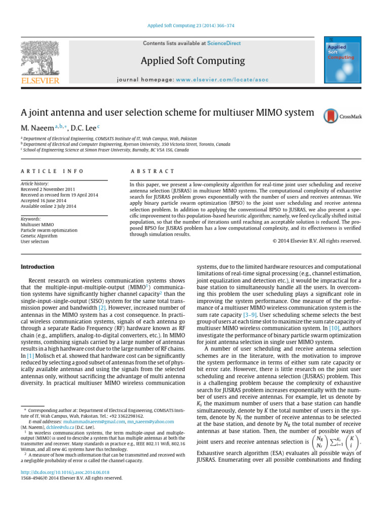 1. a Joint Antenna and User Selection Scheme for Multiuser MIMO System ...