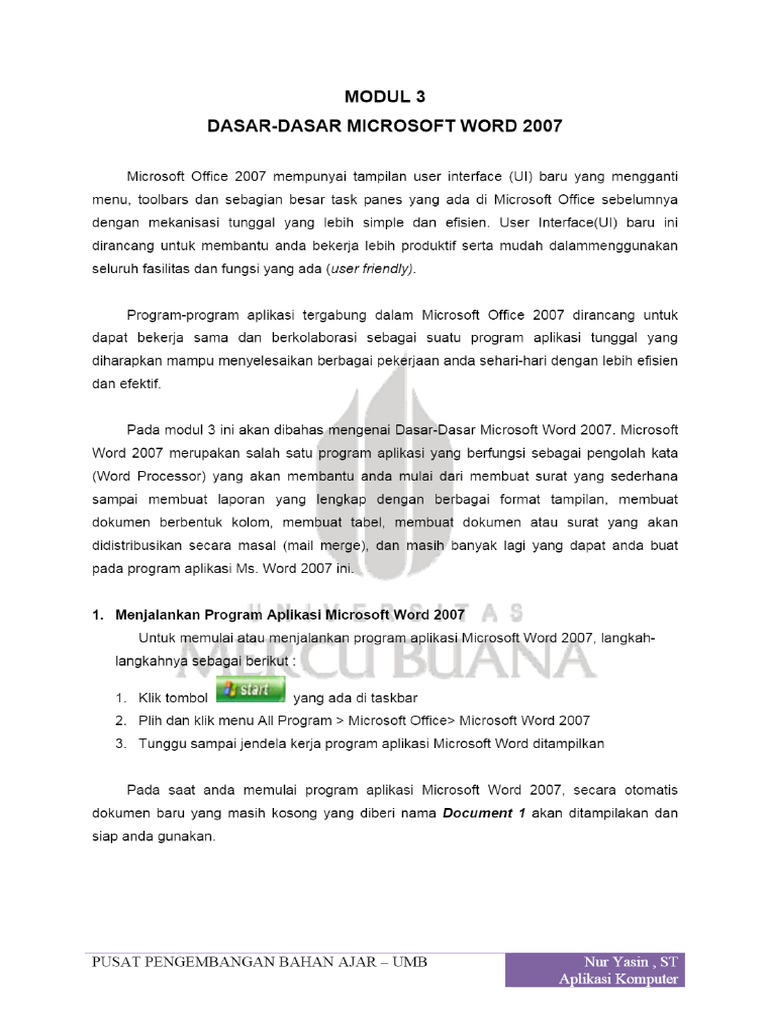 Modul 3 Dasar-Dasar Microsoft Word PDF Download Gratis | PDF