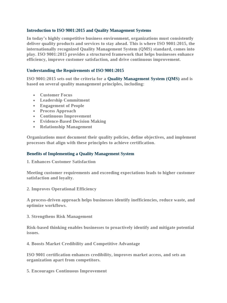 Introduction To ISO 9001 | PDF | Quality Management System | Quality ...