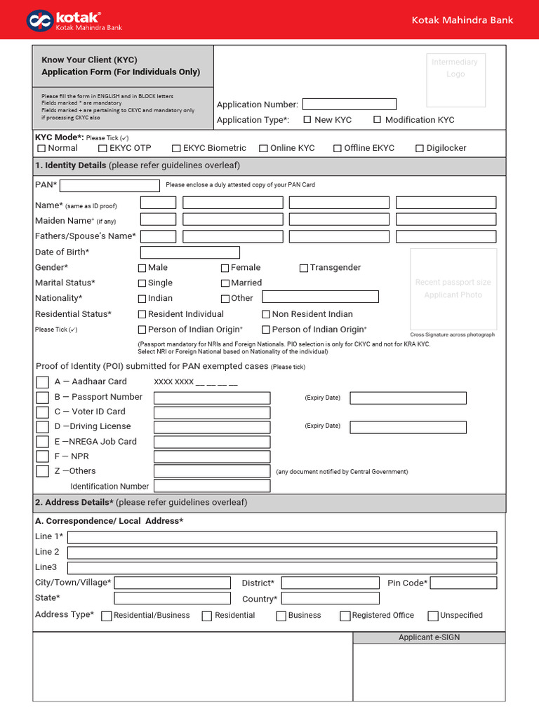 KYC Form - Individual | PDF | Identity Document | Access Control