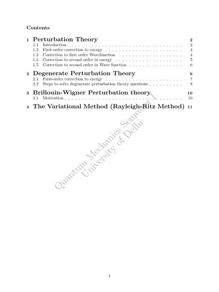 Perturbation Theory | PDF | Perturbation Theory (Quantum Mechanics ...