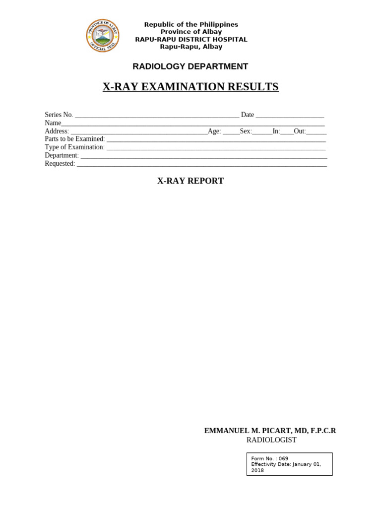 069 X-Ray Form - For Merge | PDF