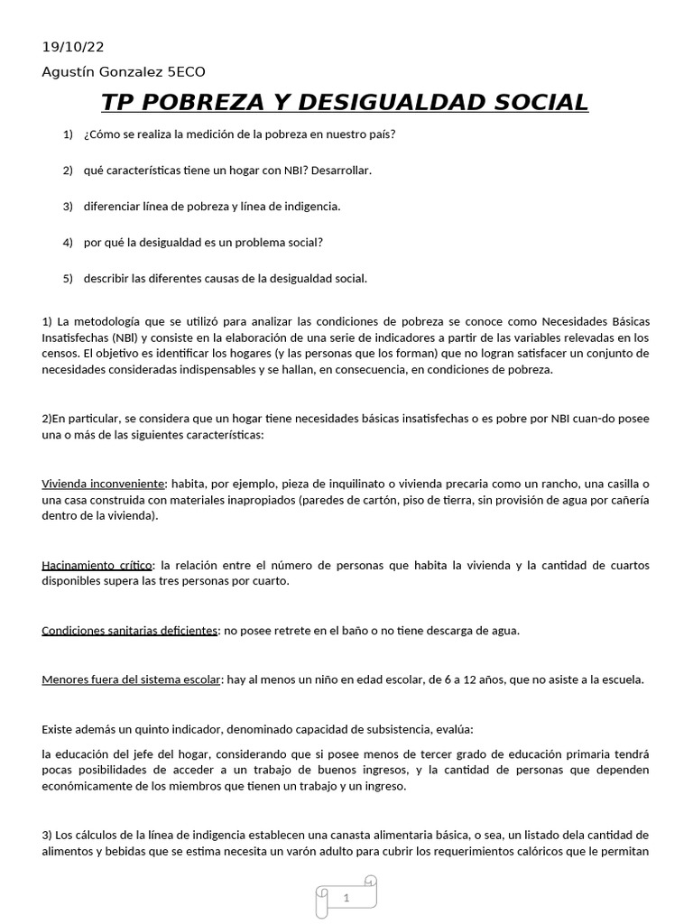 La Pobreza en La Argentina | PDF | Desigualdad social | Discriminación ...