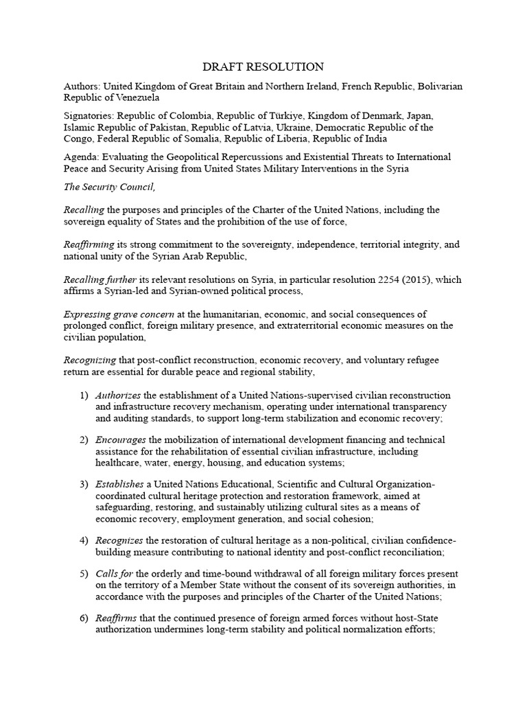 Draft Resolution | PDF | Refugee | United Nations