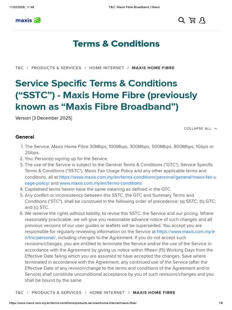T&C - Maxis Fibre Broadband - Maxis | PDF | Voice Over Ip | Wi Fi