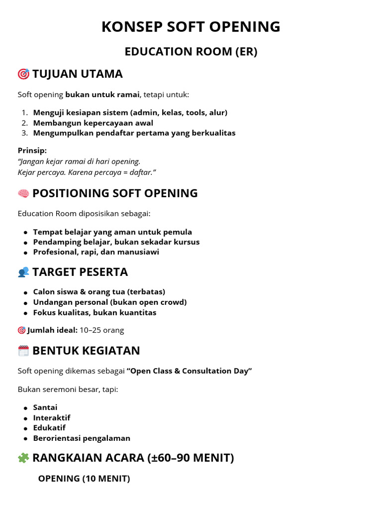 Konsep Soft Opening | PDF