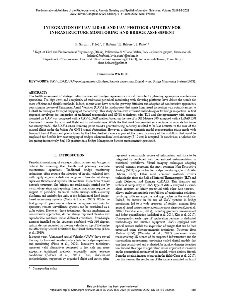 Integration of Uav-Lidar and Uav-Photogrammetry | PDF | Lidar ...