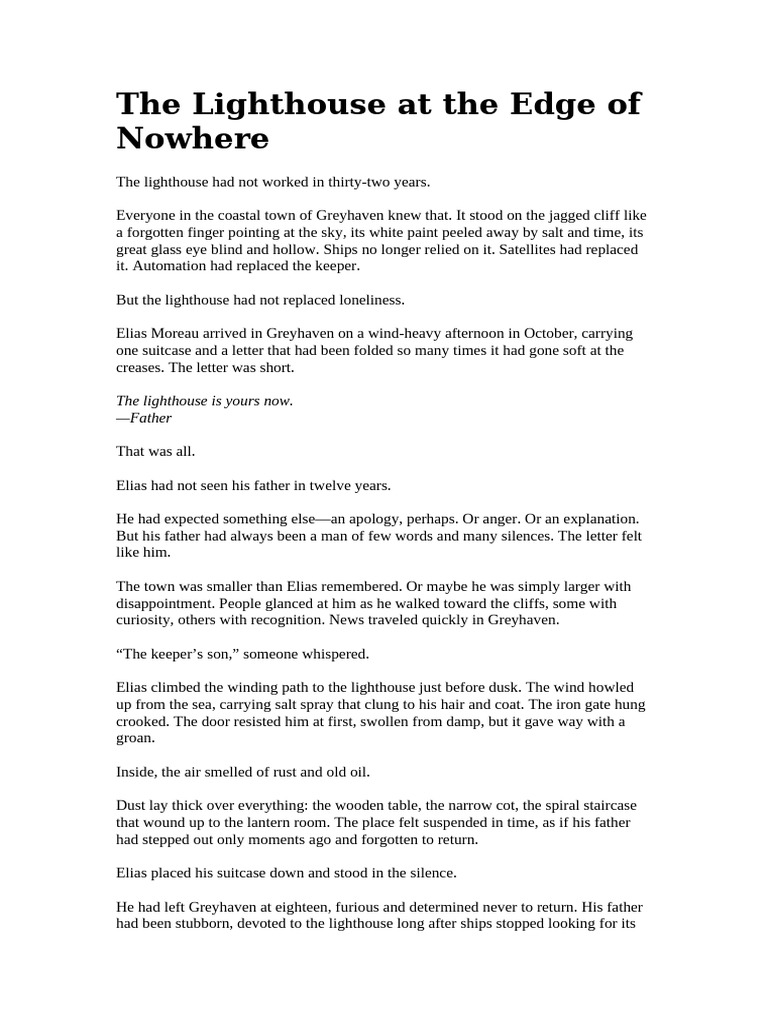 The Lighthouse at The Edge of Nowhere | PDF | Lighthouse | Light