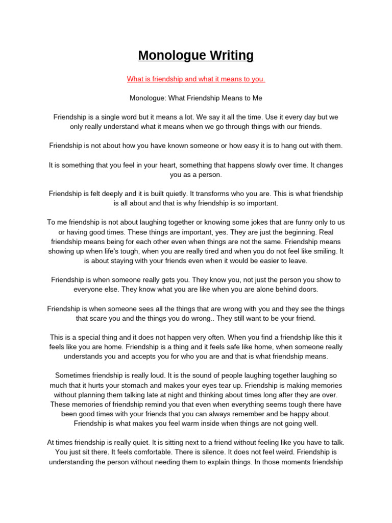 Monologue Writing | PDF