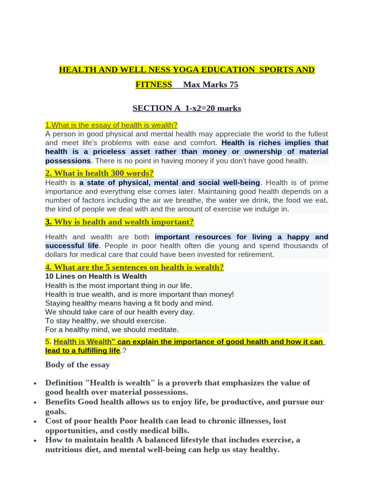 health and wellness yoga education sports and fitness.docx | PDF ...
