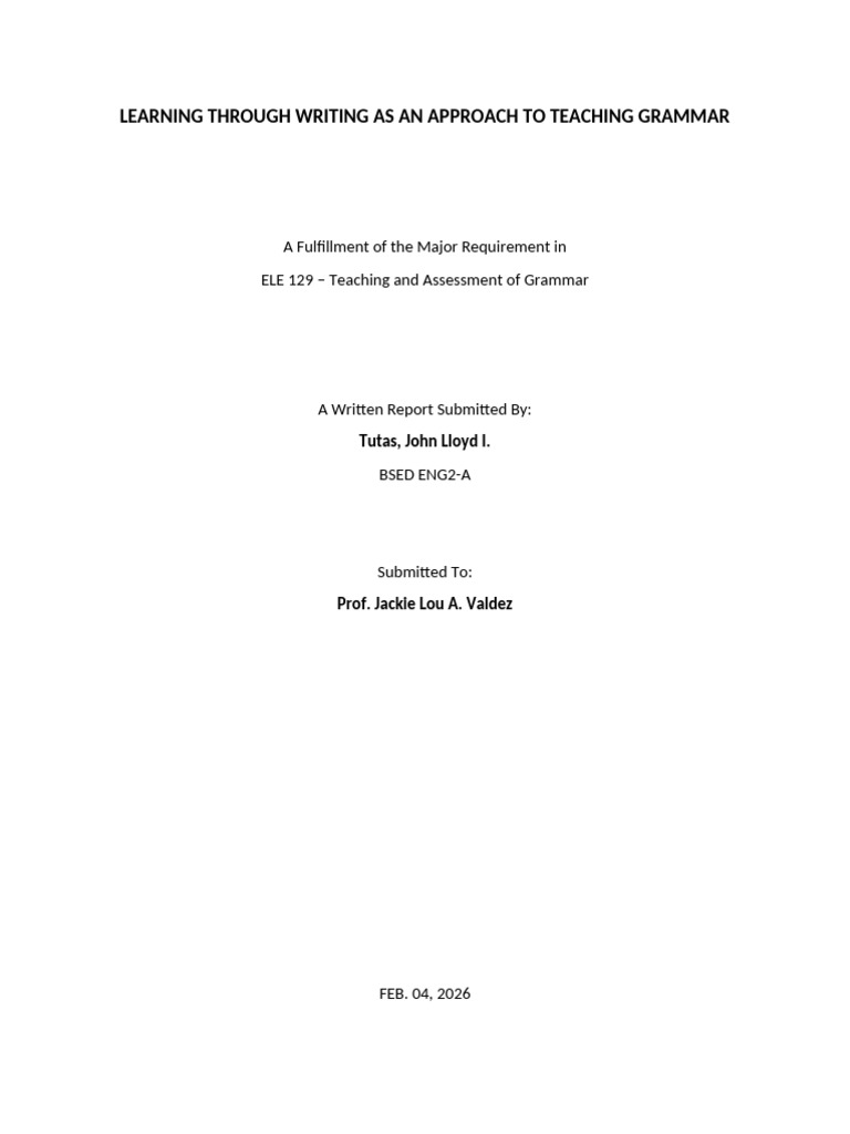 Learning Through Writing As An Approach To Teaching Grammar | PDF ...