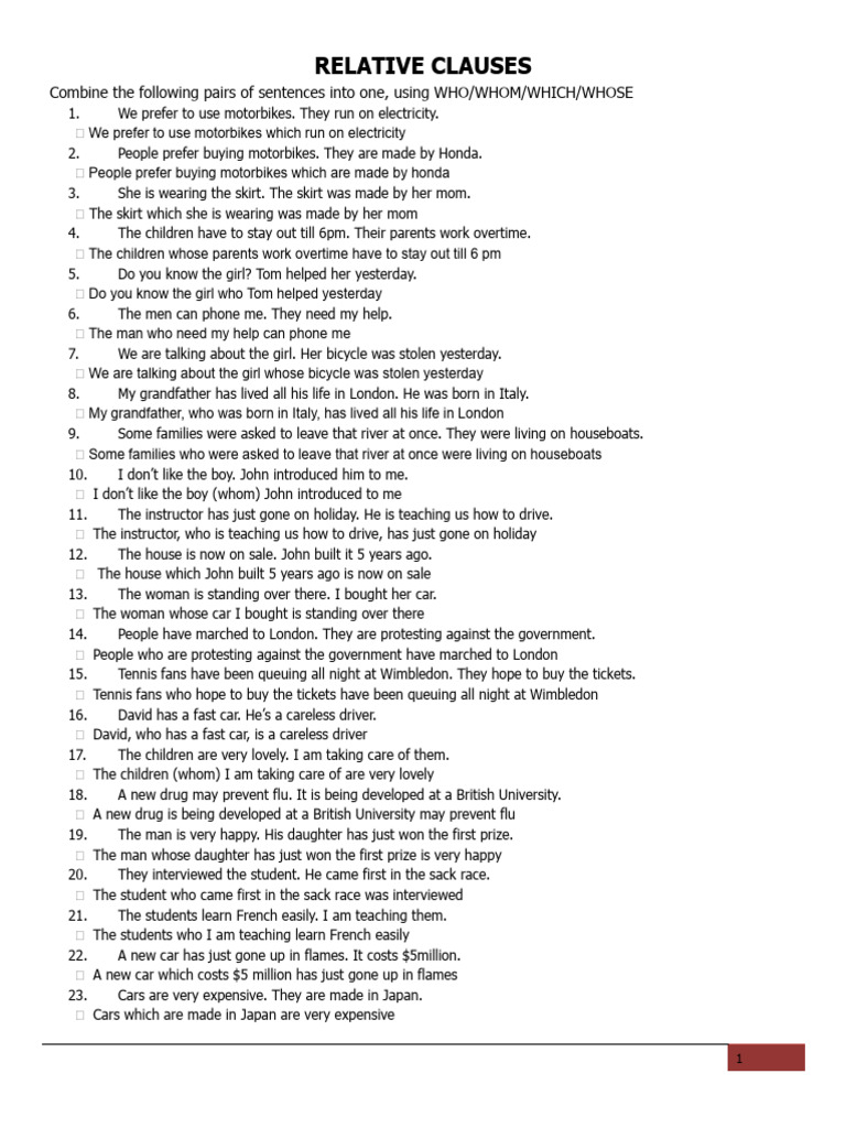 Relative Clauses 9 (Basic) | PDF | Chess Theory