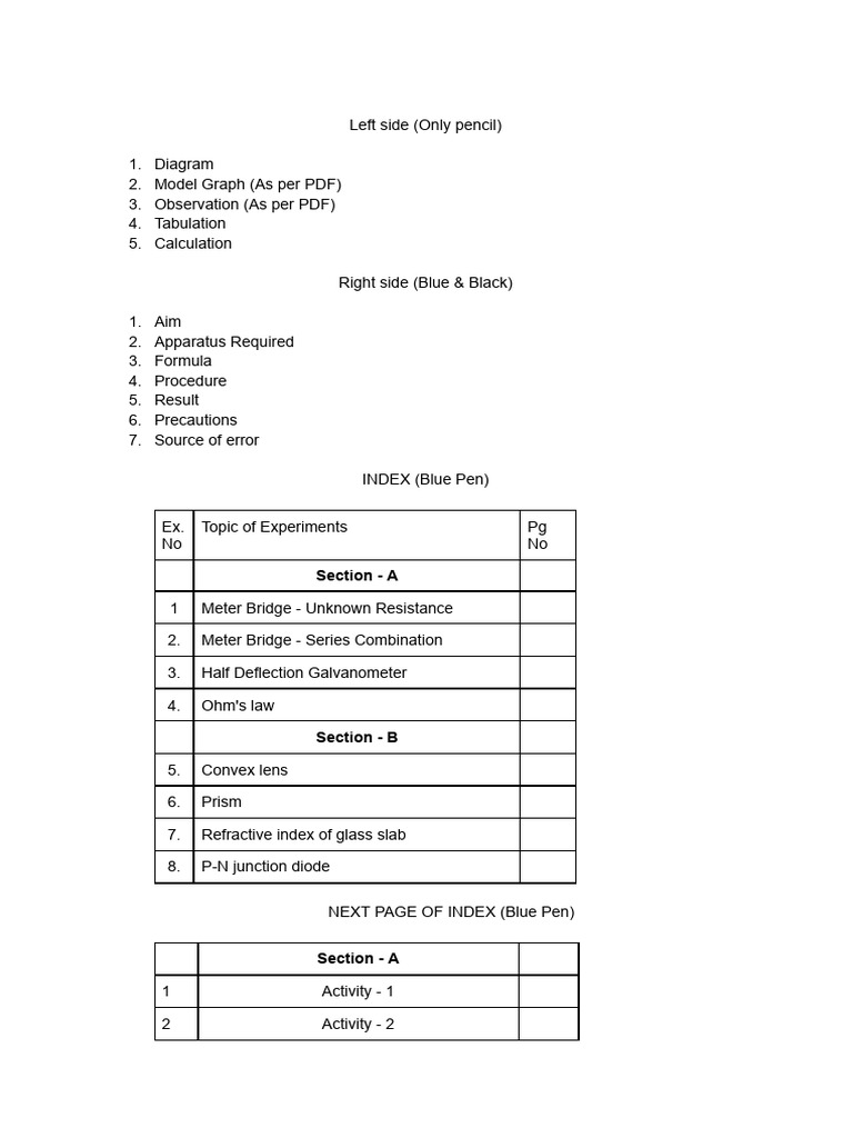Physics Record Instructions | PDF