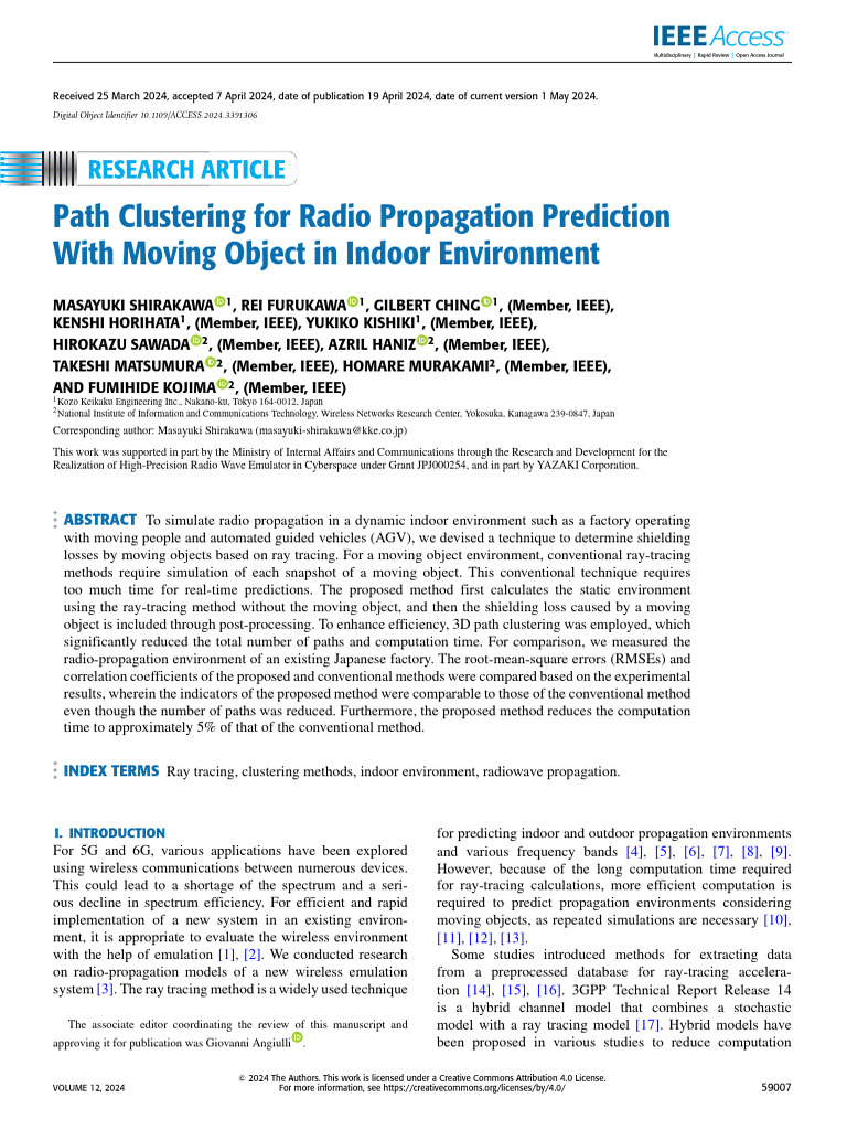 Path Clustering For Radio Propagation Prediction With Moving Object in ...