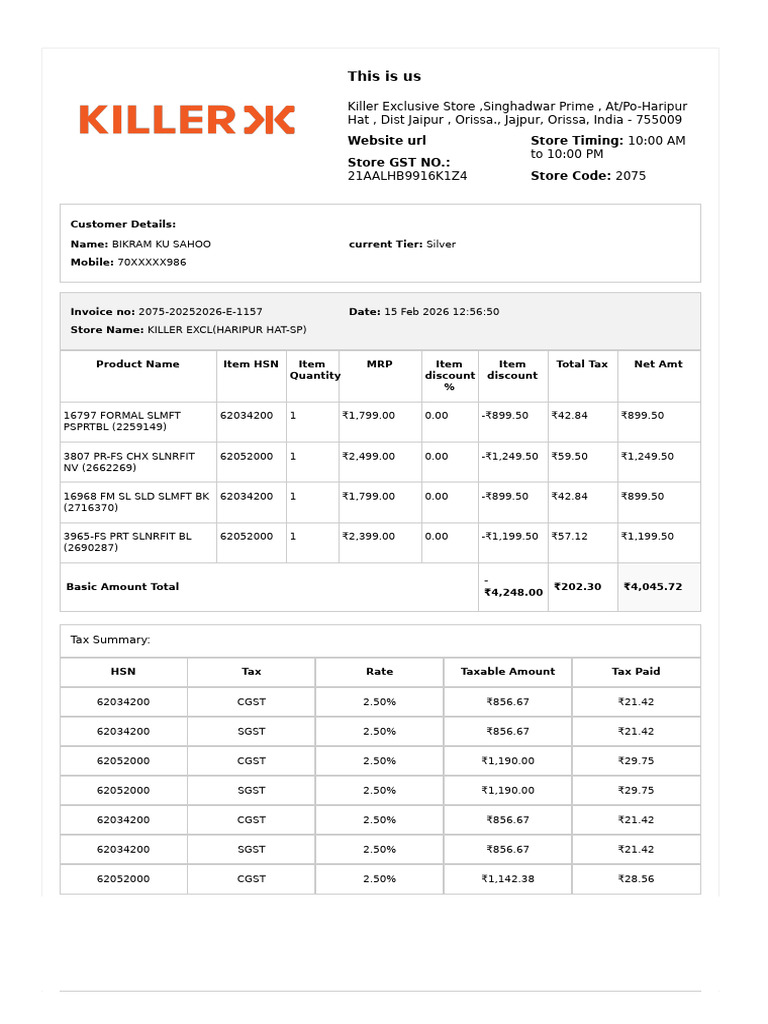 Killersignatureclub Receipt 2075 20252026 E 1157 | PDF | Invoice | Coupon