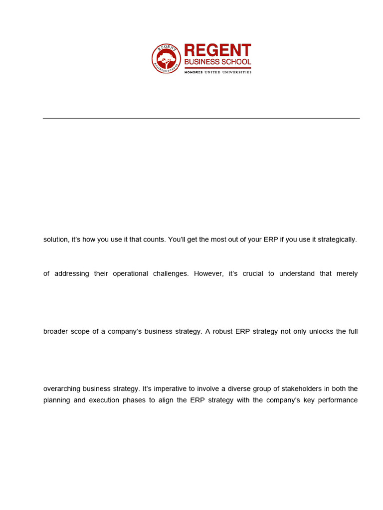 BBA - Enterprise Resource Planning 301 - Assignment | PDF | Enterprise ...