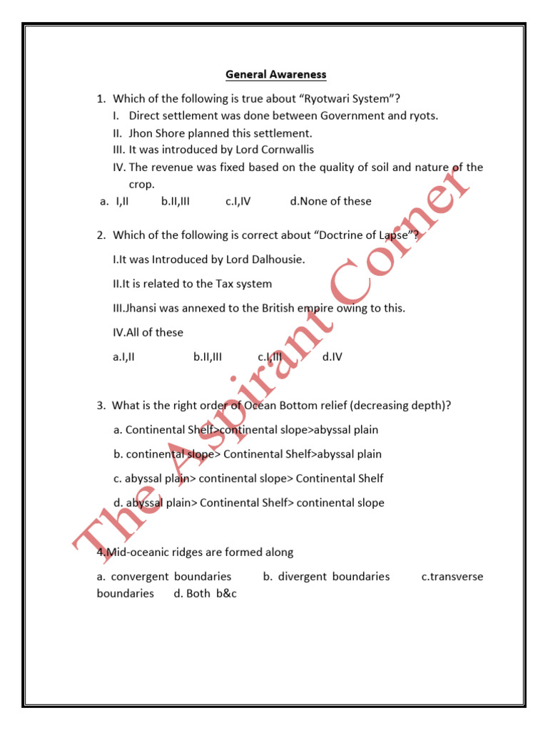 General Awareness | PDF | Area | Special Drawing Rights