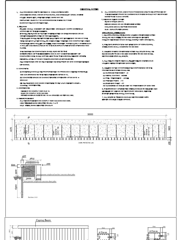 Concrete Sheet Pile Drawing | PDF | Building Technology | Geotechnical ...