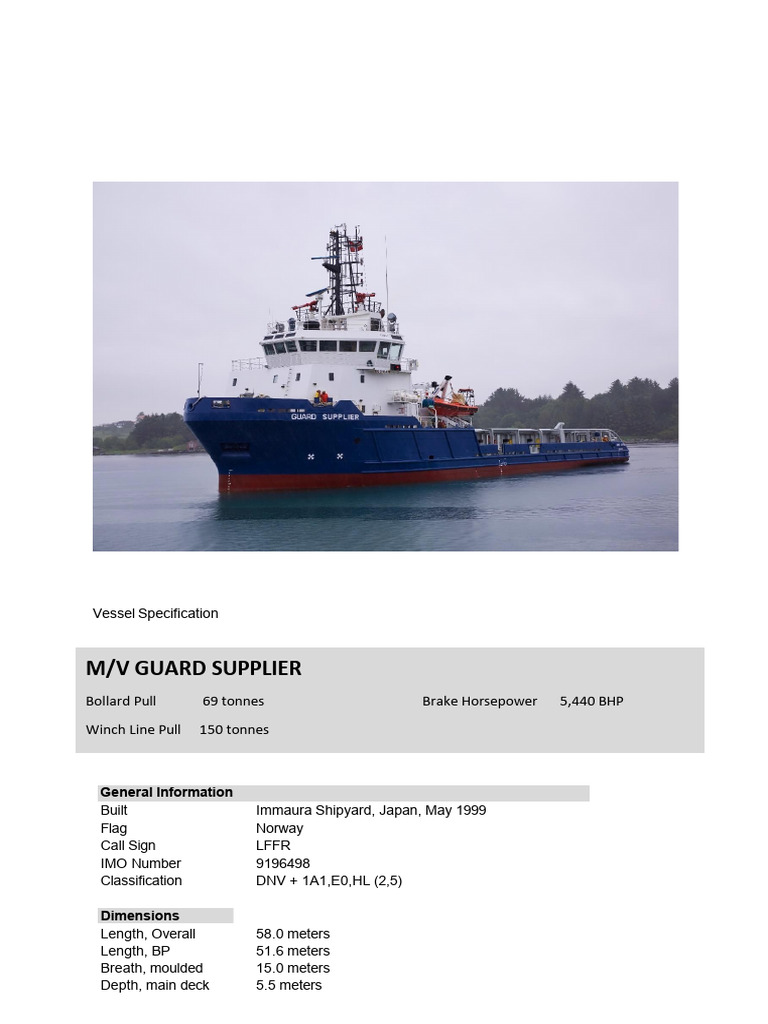 Vessel Specification Guard Supplier | PDF