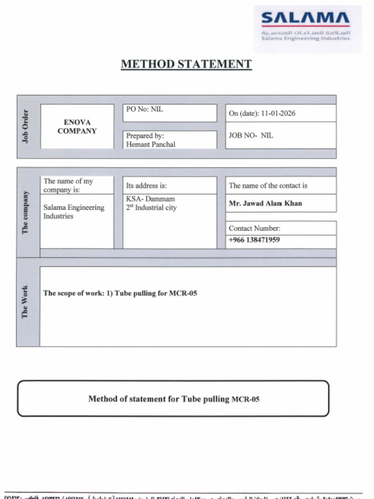 Method of Statement | PDF