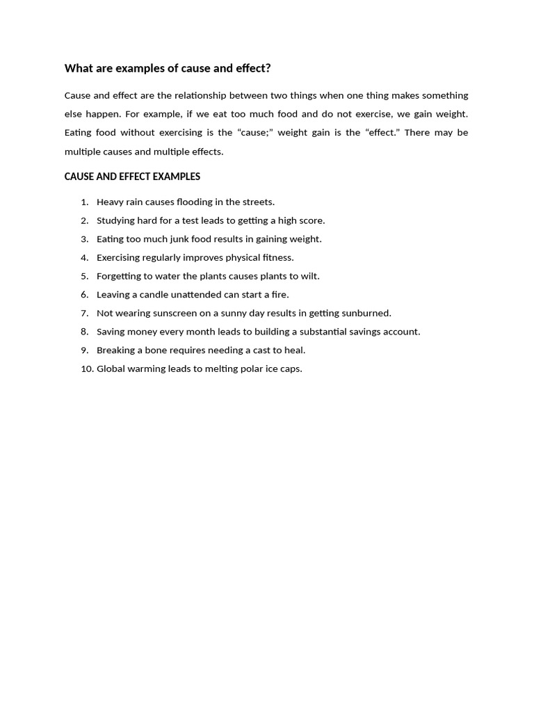 What Are Examples of Cause and Effect | PDF