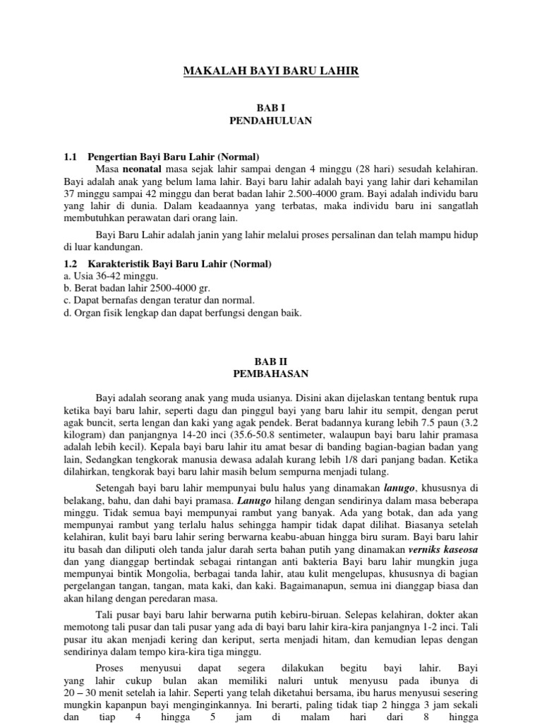 Contoh Makalah Bayi Baru Lahir Normal Personal Books