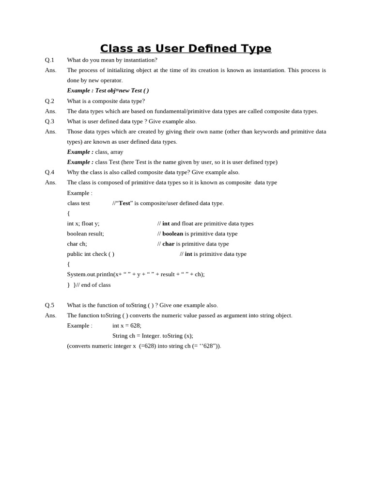 Class As User Defined Type | PDF