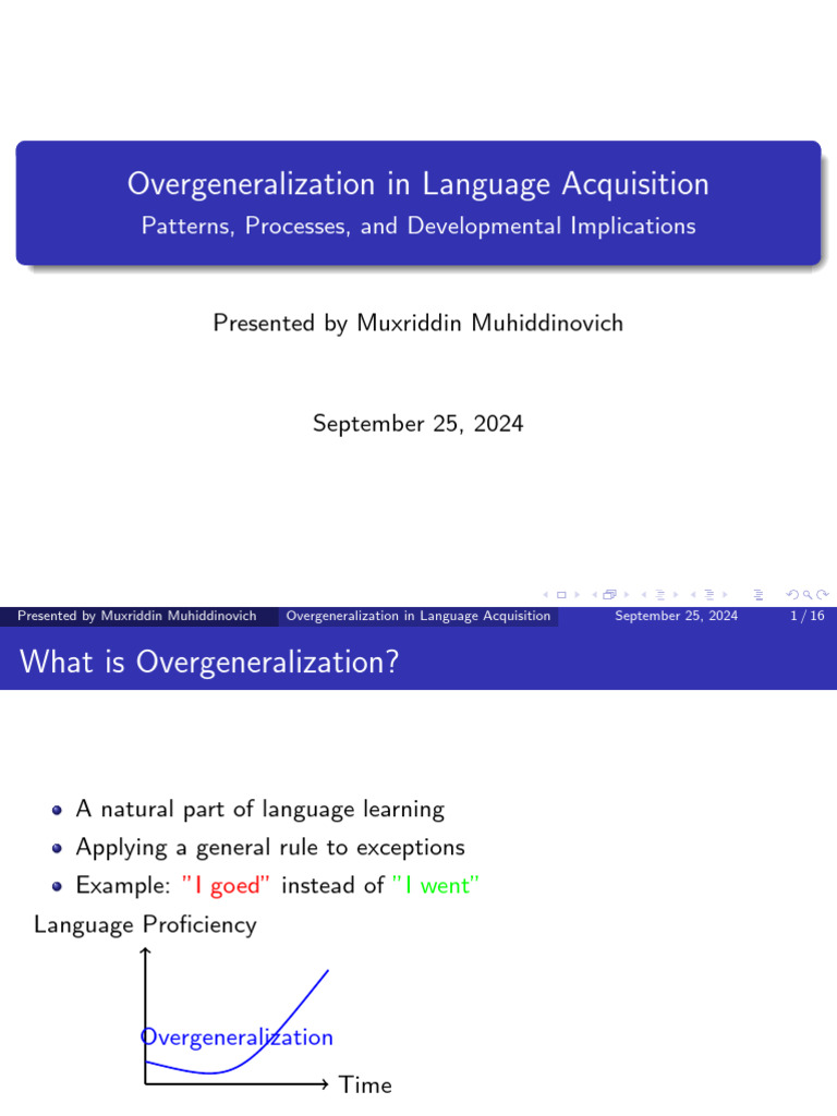 Overgeneralization Presentation | PDF | Language Acquisition | Cognition