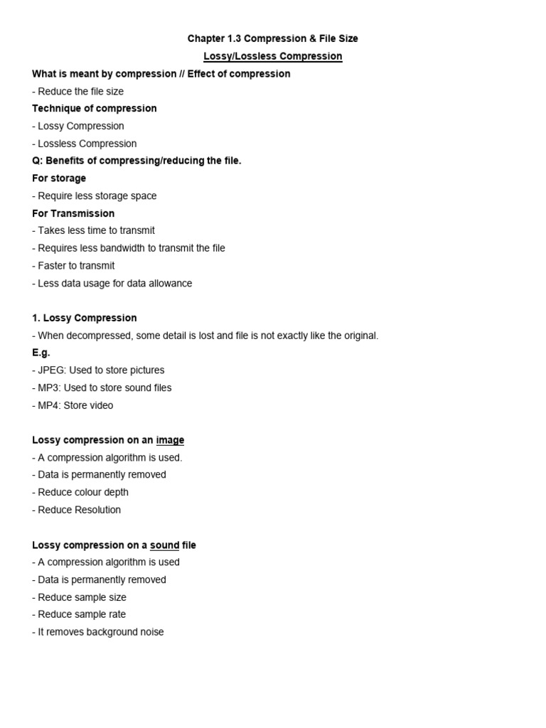 1.3 File Size & Compression | PDF | Data Compression | Byte