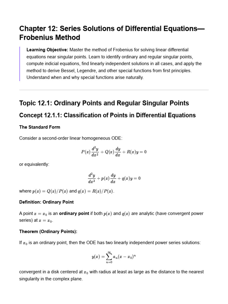 Chapter 12 Frobenius Method | PDF | Ordinary Differential Equation ...