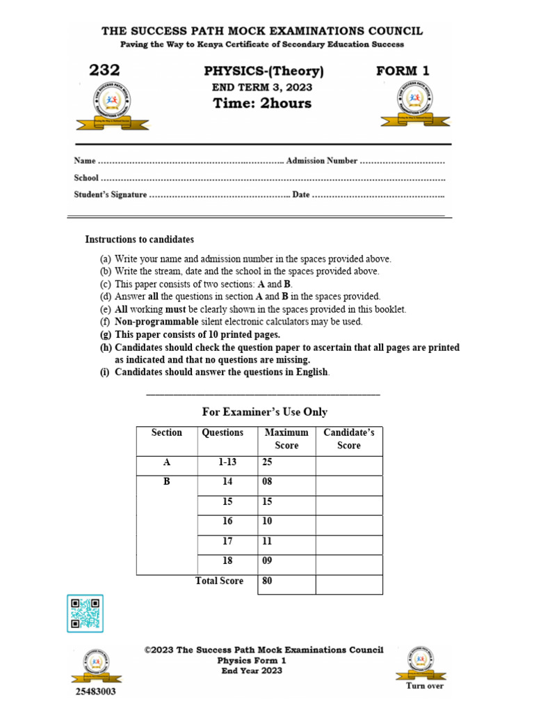 DEC HOLIDAY CAT Assignment - Form 1 - Physics | PDF | Pressure | Density