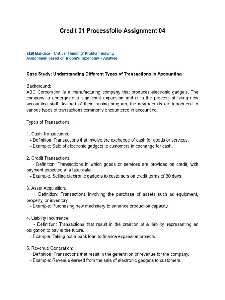 Credit 01 Processfolio Assignment 04: Case Study: Understanding ...