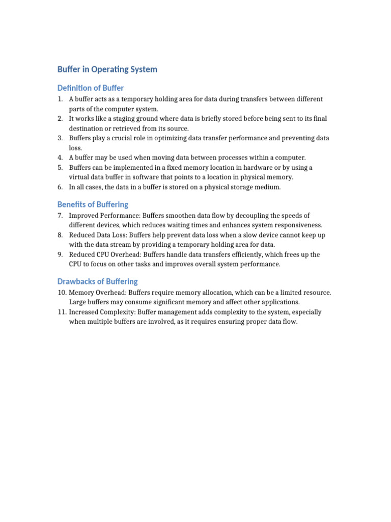 Buffer in Operating Systems | PDF