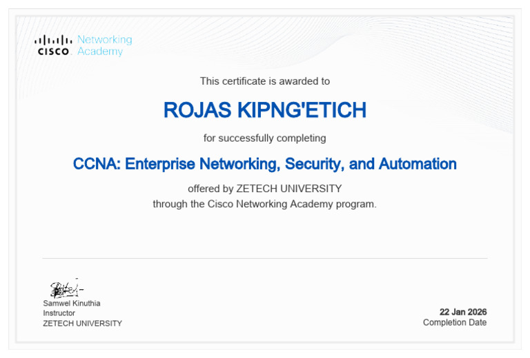 CCNA Enterprise Networking Security and Automation Certificate ...