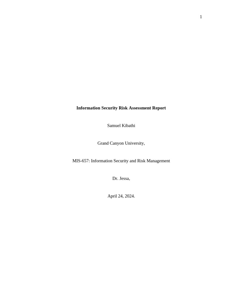 Information Security Risk Assessment Report | PDF | Security | Computer ...