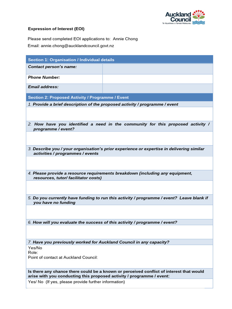 EOI For Programme and Event | PDF