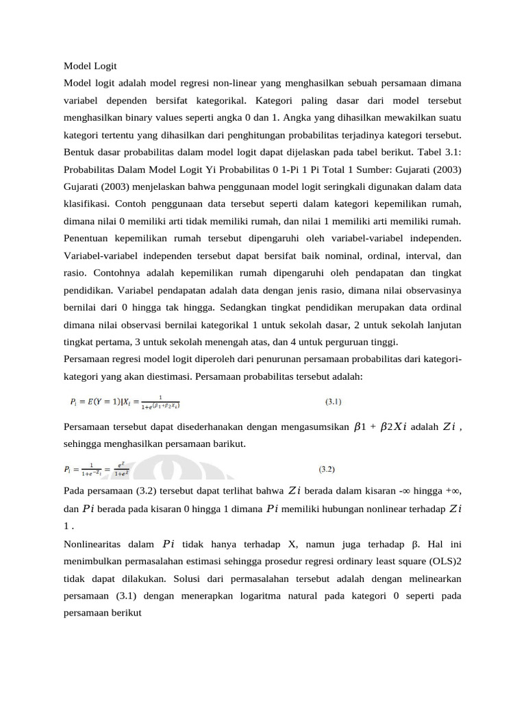 Model Logit Tambahan | PDF
