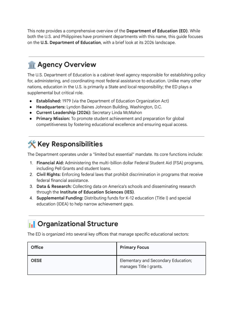 U.S. Department of Education Overview | PDF | United States Department ...